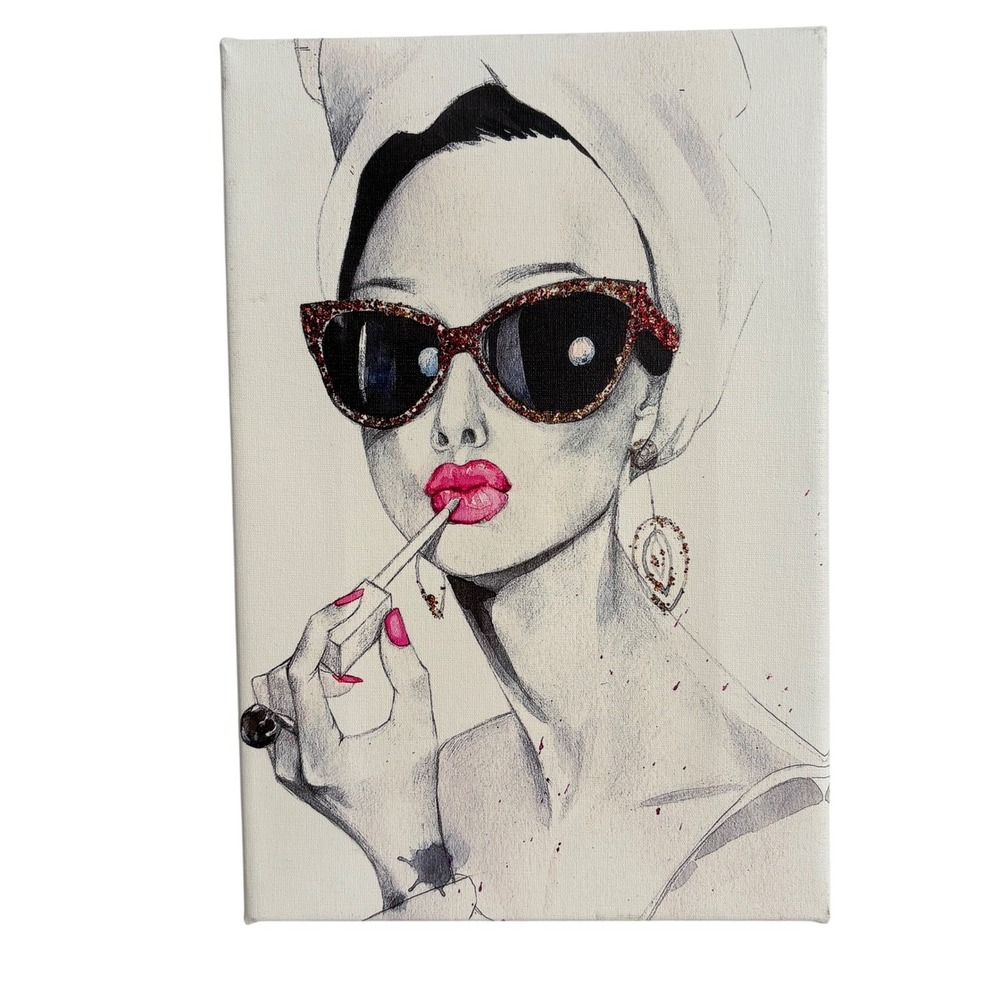iCanvas Rongrong DeVoe Fashion Illustration Glitter Sunglasses Canvas Wall Art